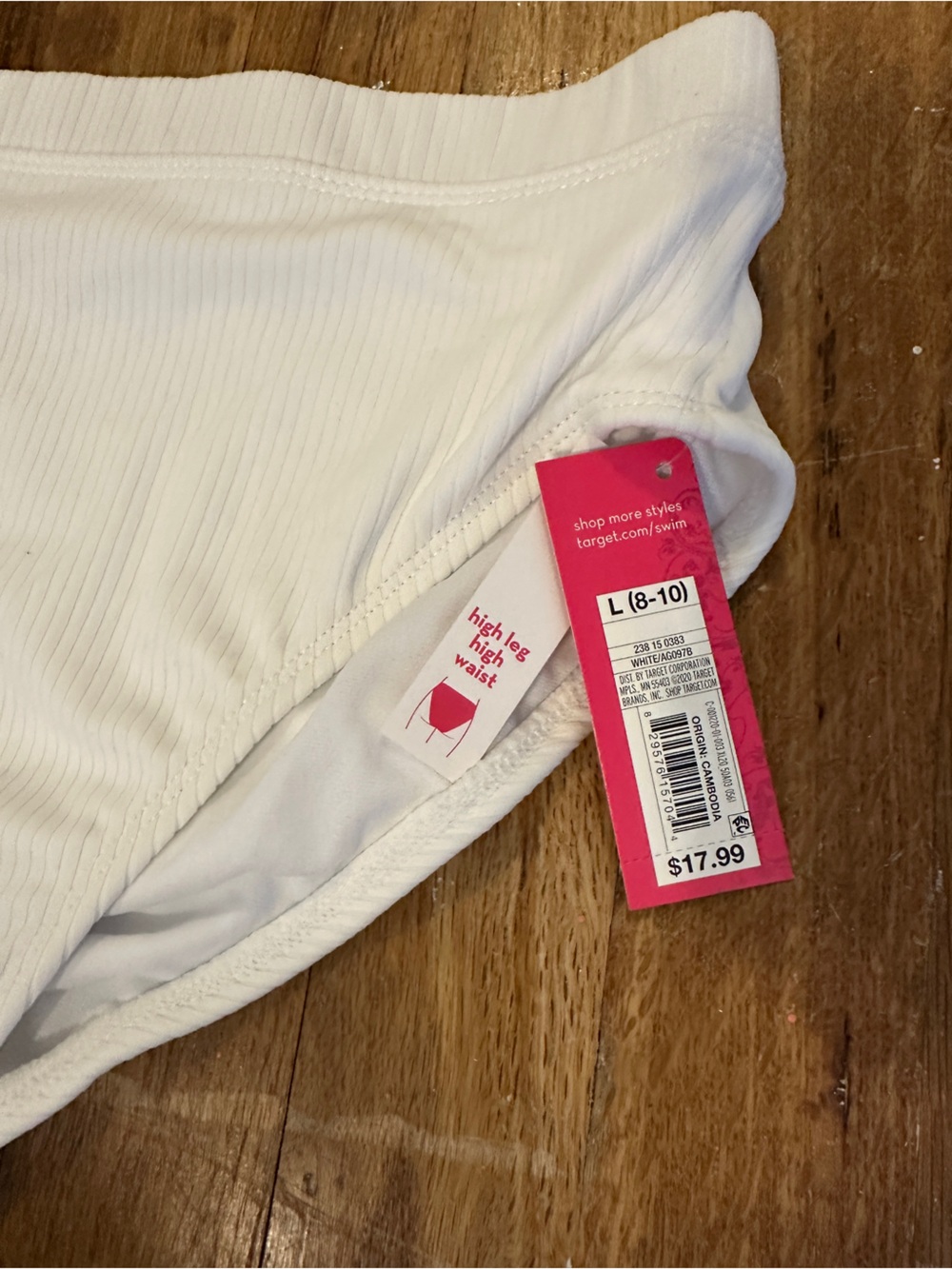 White Ribbed High-Leg Bikini Bottoms- Target - Picture 2 of 3